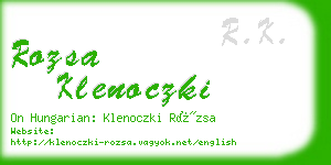 rozsa klenoczki business card